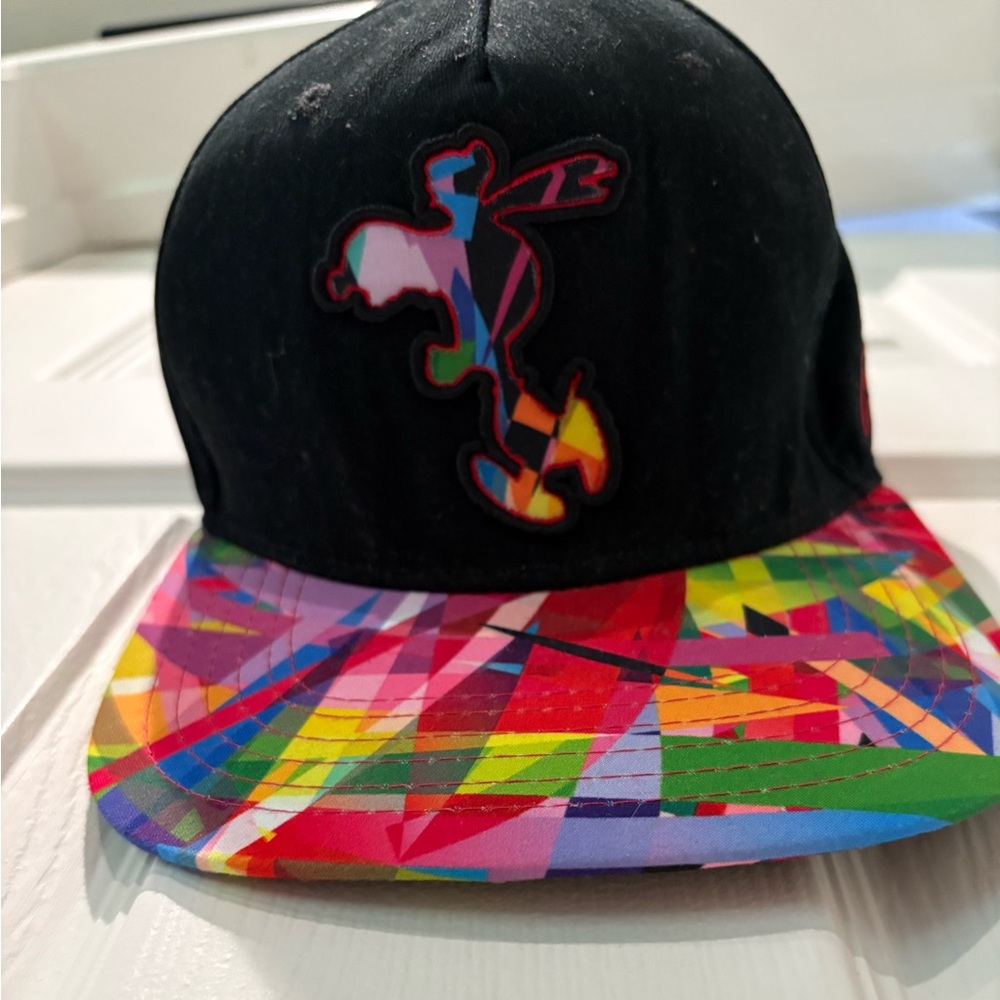 Peanuts Black and Red Snapback Hat with Bold‎ Design